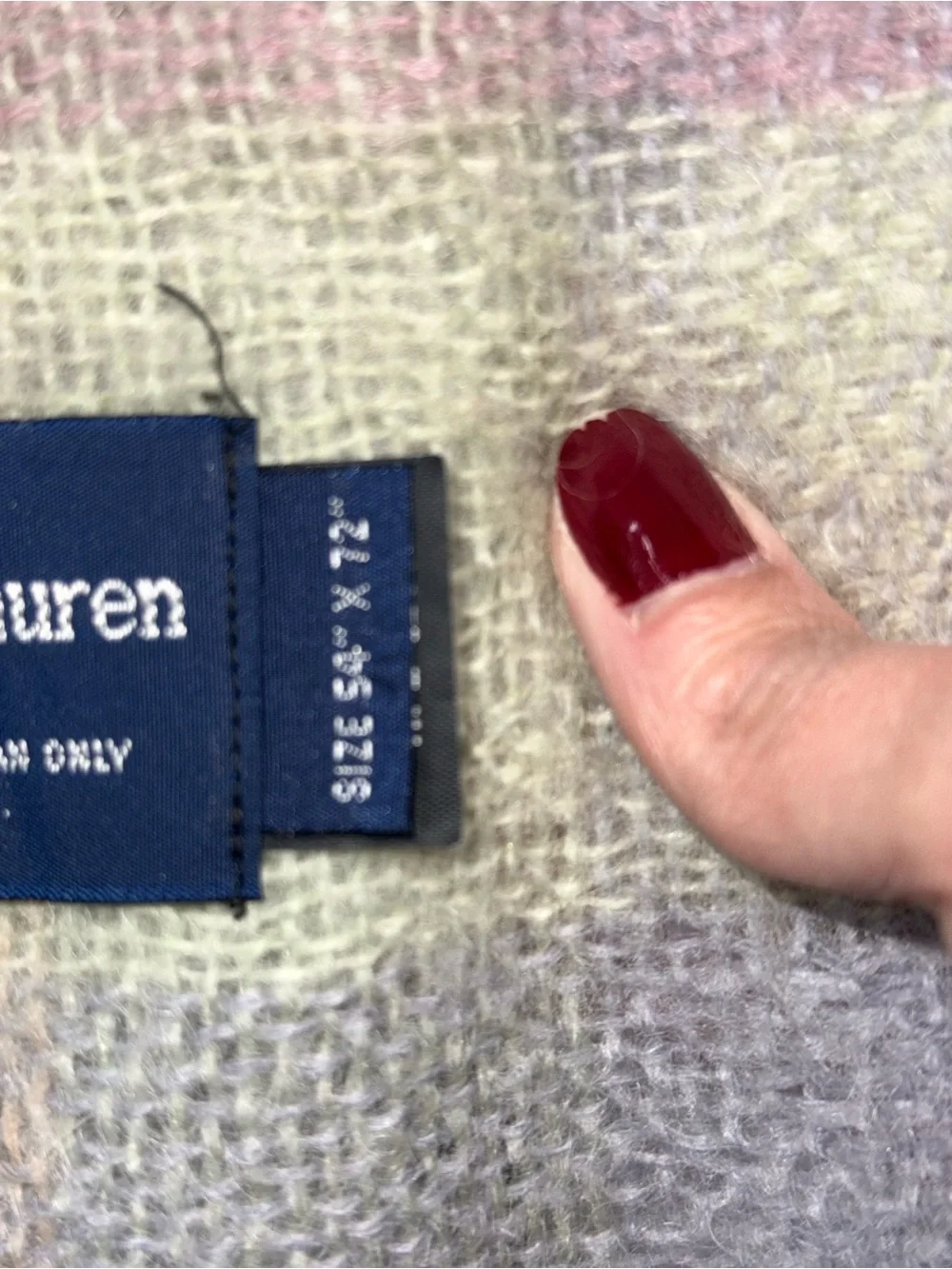 Vintage Ralph Lauren 100% Mohair Wool Plaid Throw Blanket 54x72 USA Made Fringe